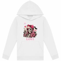 Sweat à capuche Enfant - Premium - Squelette Love