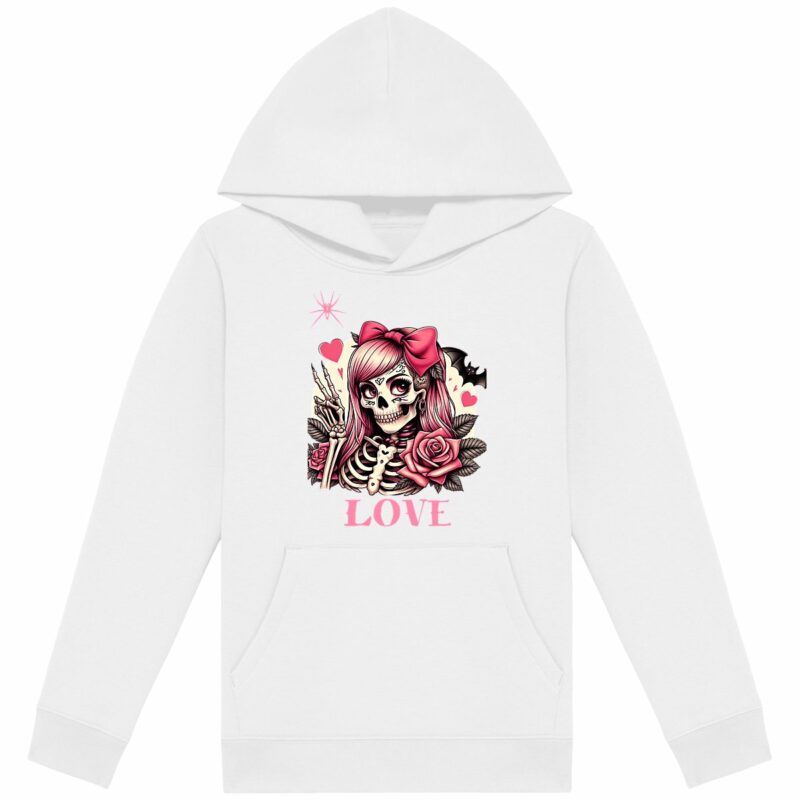 Sweat à capuche Enfant - Premium - Squelette Love