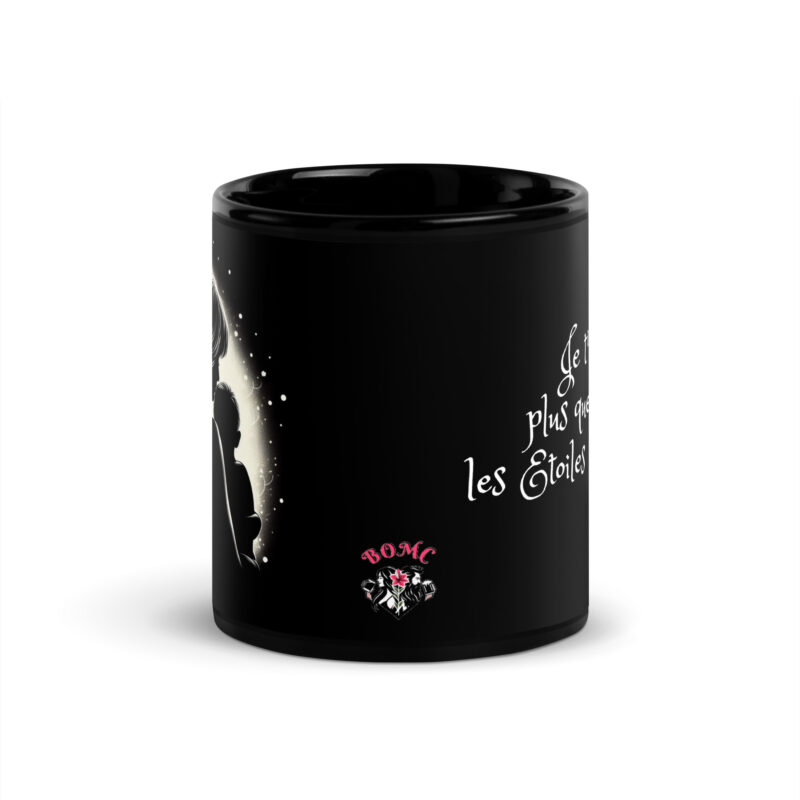 Mug brillant noir Je t'aime plus que toutes les étoiles dans le ciel – Image 3