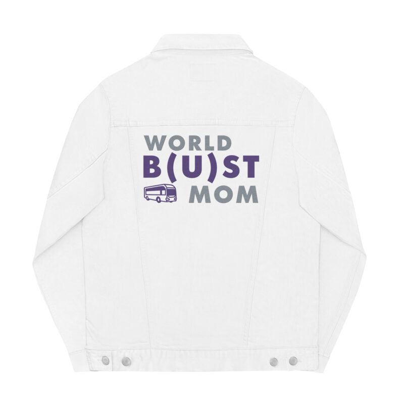 Veste denim humoristique brodée World bust mom