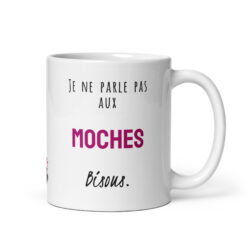 Mug Blanc Brillant Je ne parle pas aux moches - violet