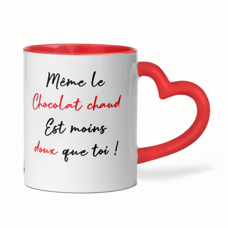 Mug céramique cœur Même le chocolat est moins doux que toi - mignon – Image 2