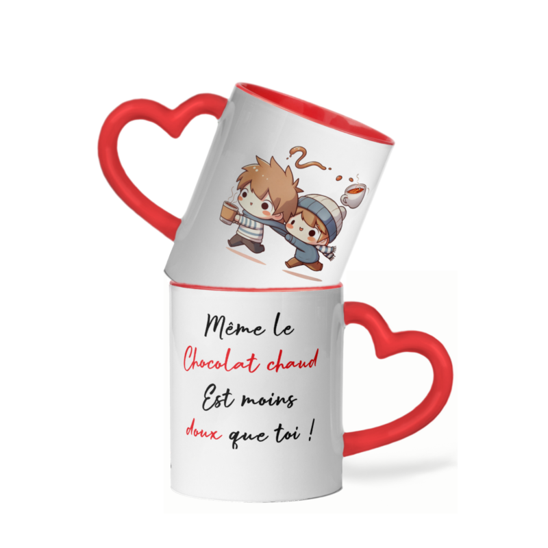 Mug céramique cœur Même le chocolat est moins doux que toi - mignon