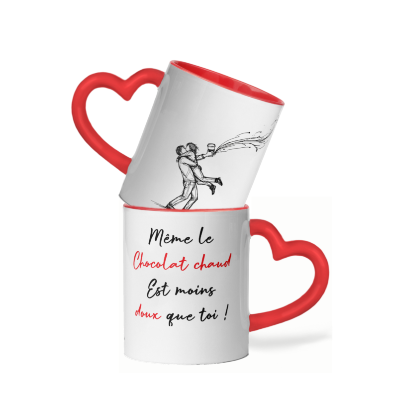 Mug céramique cœur Même le chocolat est moins doux que toi - romantique