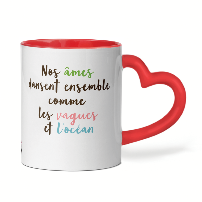 Mug céramique cœur nos âmes dansent ensemble comme les vagues et l'océan – Image 2