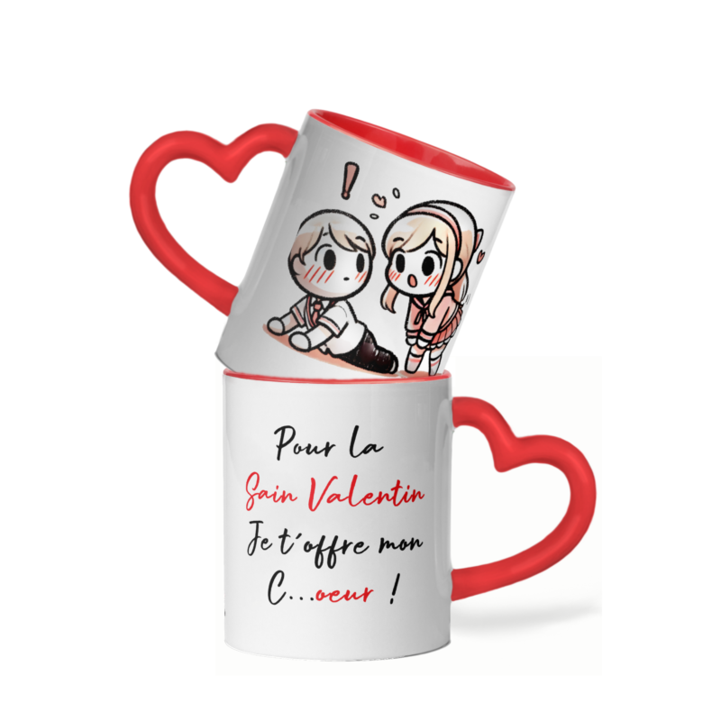 Mug céramique cœur pour la saint valentin je t'offre mon c...oeur - Maladroit