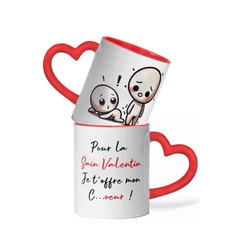 Mug céramique cœur pour la saint valentin je t'offre mon c...oeur - Gêné