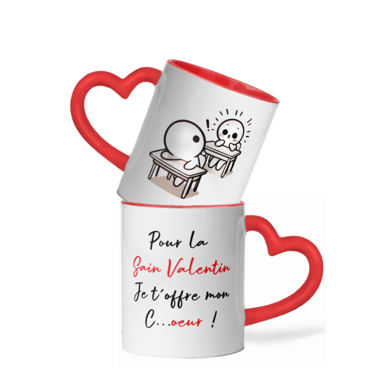 Mug céramique cœur pour la saint valentin je t'offre mon c...oeur - Provoc