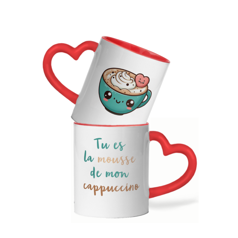 Mug céramique cœur tu es la mousse de mon cappuccino