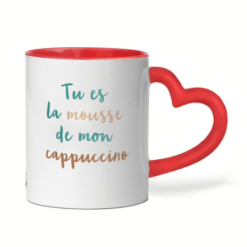 Mug céramique cœur tu es la mousse de mon cappuccino – Image 2