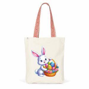 Totebag ethnique avec lapin de Pâques